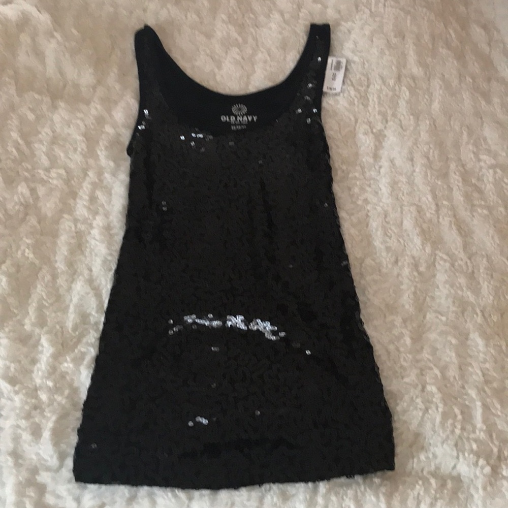 Sequined black tank top
